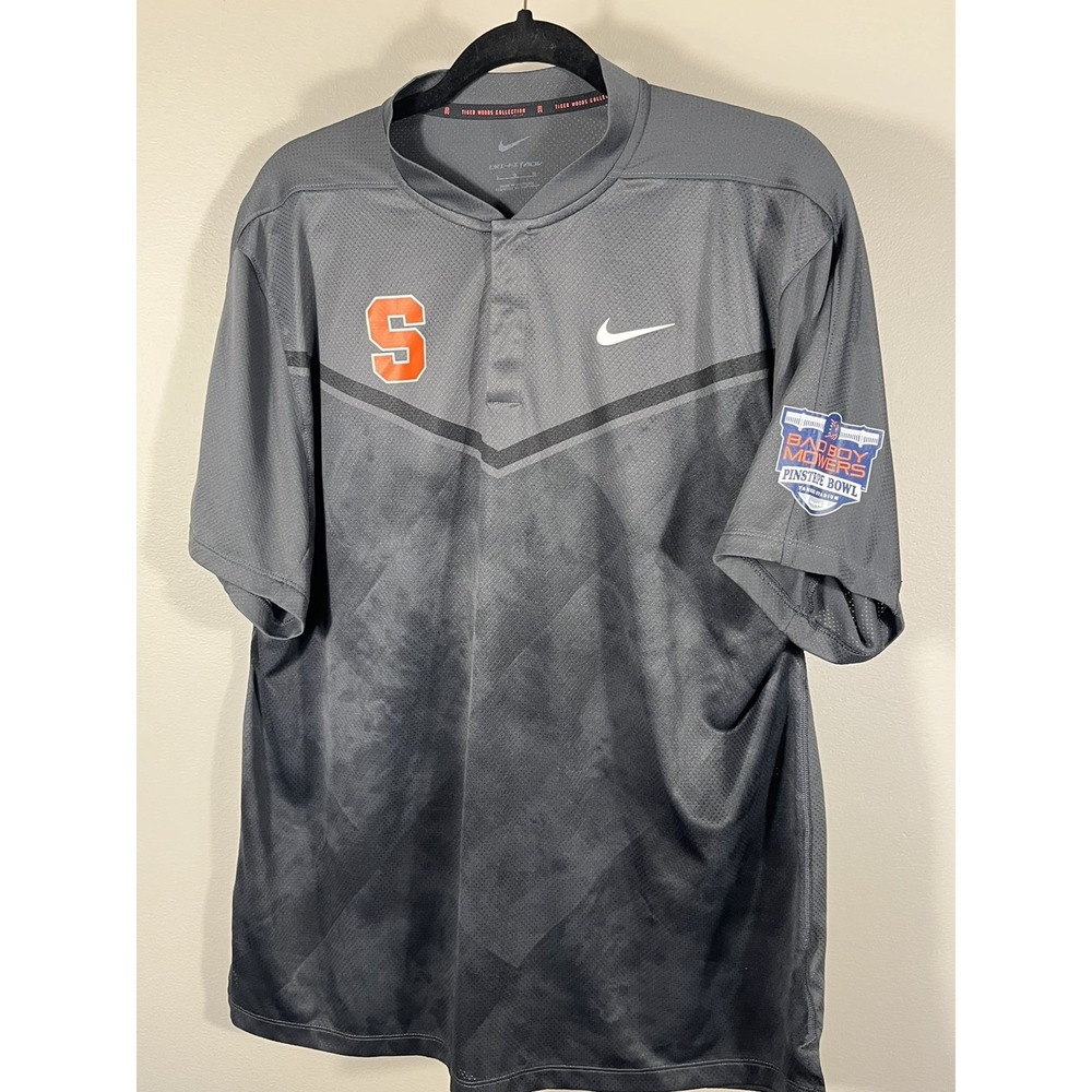 Nike TW Tiger Woods Collection Syracuse Pinstripe Bowl Blade Collar Sz Large (Q)